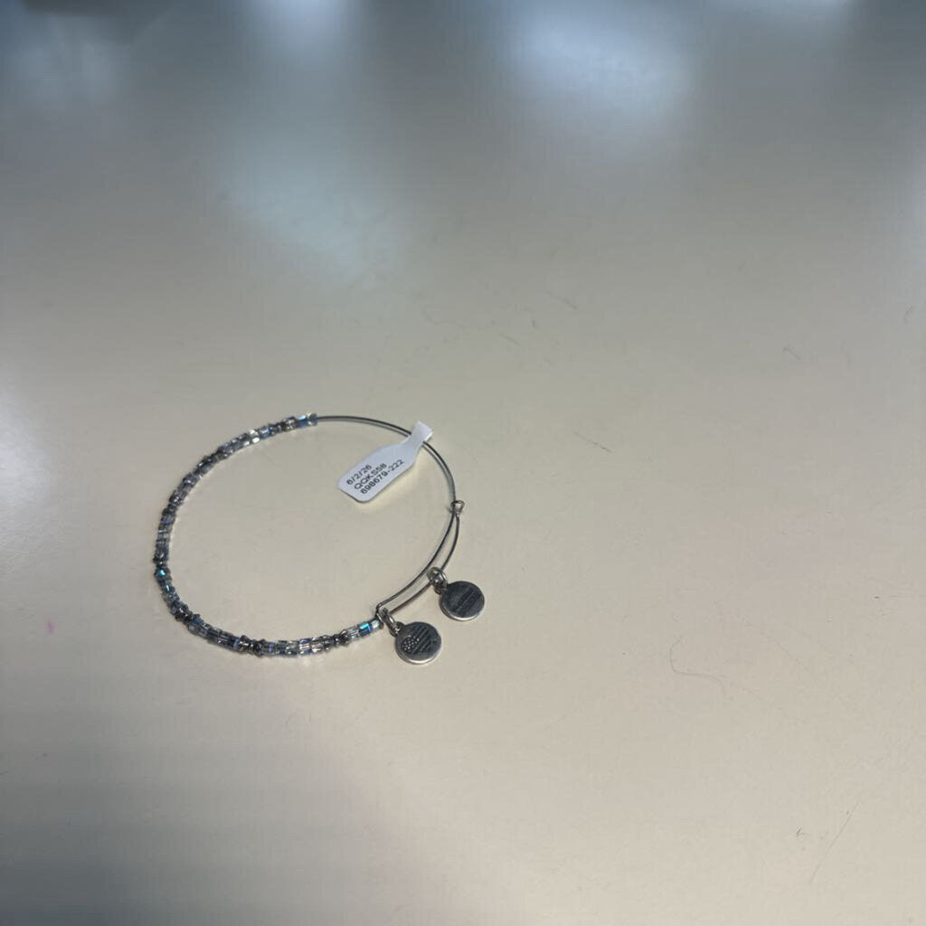 Alex and Ani Silver/ Grey Beaded Bangle Bracelet