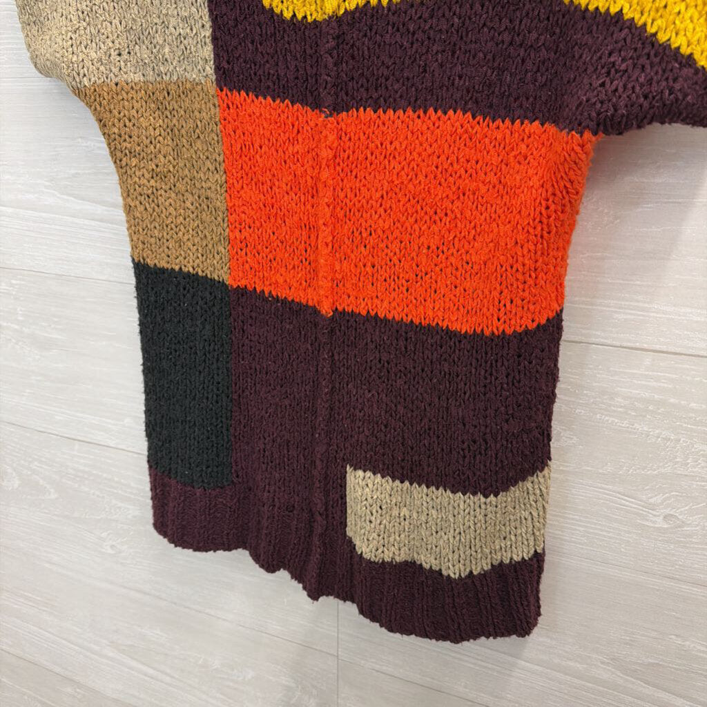 BCBG Multi Color Block Knit Short Sleeve Top Small