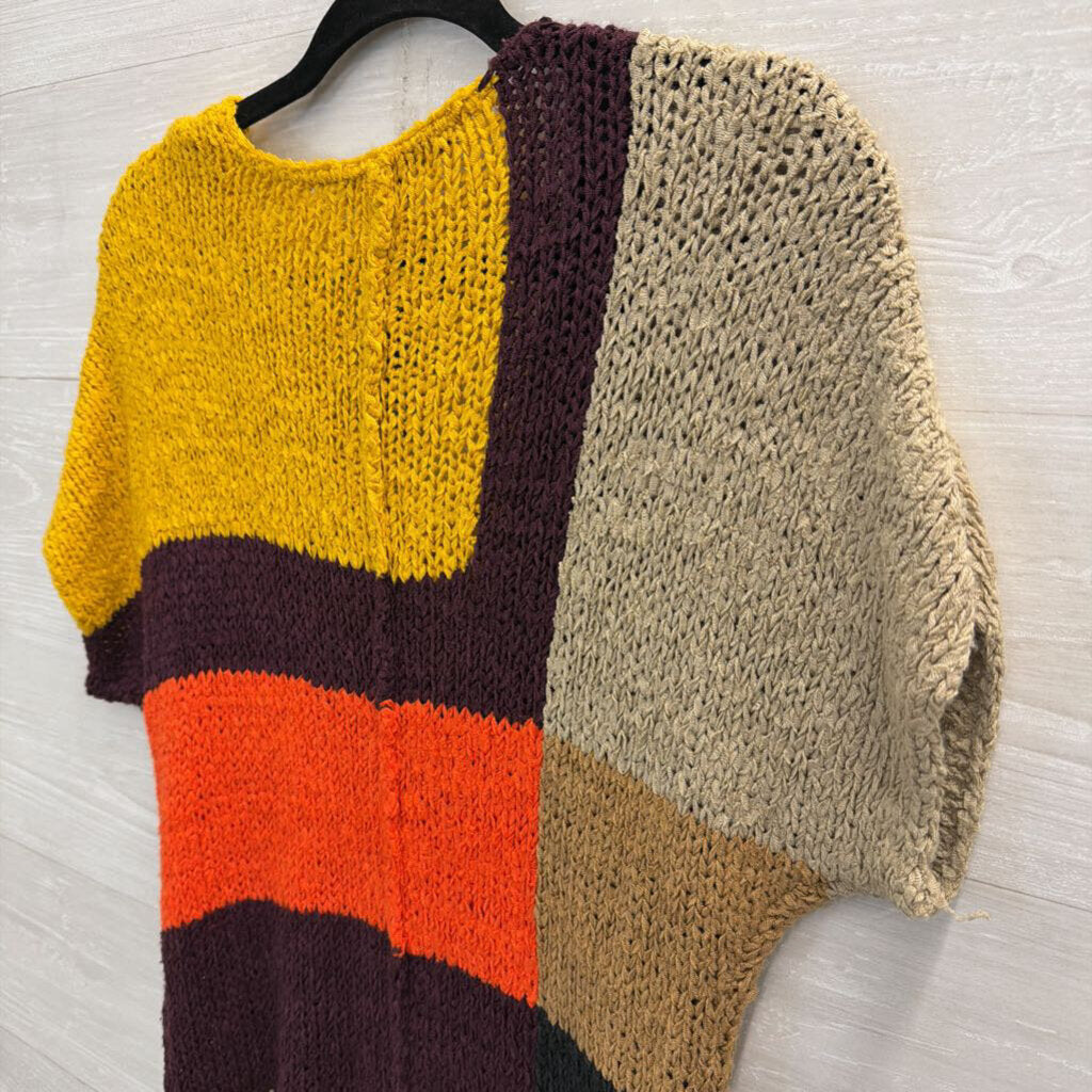 BCBG Multi Color Block Knit Short Sleeve Top Small