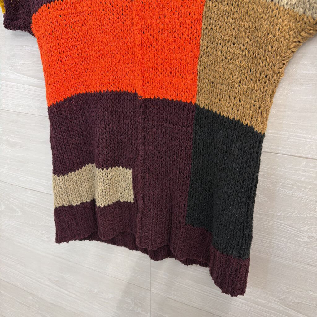 BCBG Multi Color Block Knit Short Sleeve Top Small