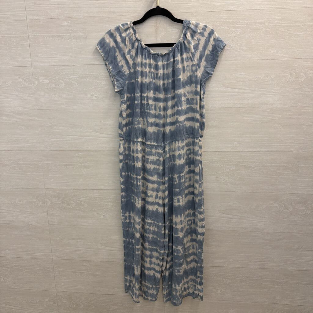SO Blue/ White Tie Dye Short Sleeve Jumpsuit 20