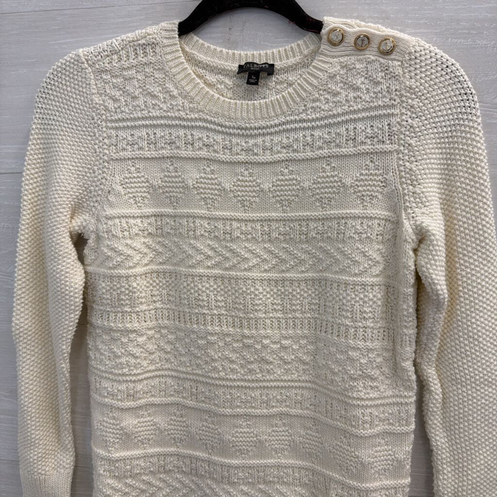 Talbots Cream Knit Long Sleeve Sweater Top Small Petite