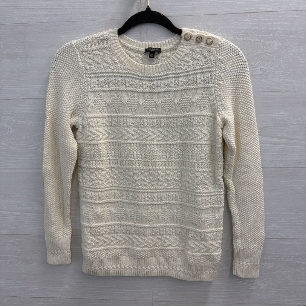 Talbots Cream Knit Long Sleeve Sweater Top Small Petite