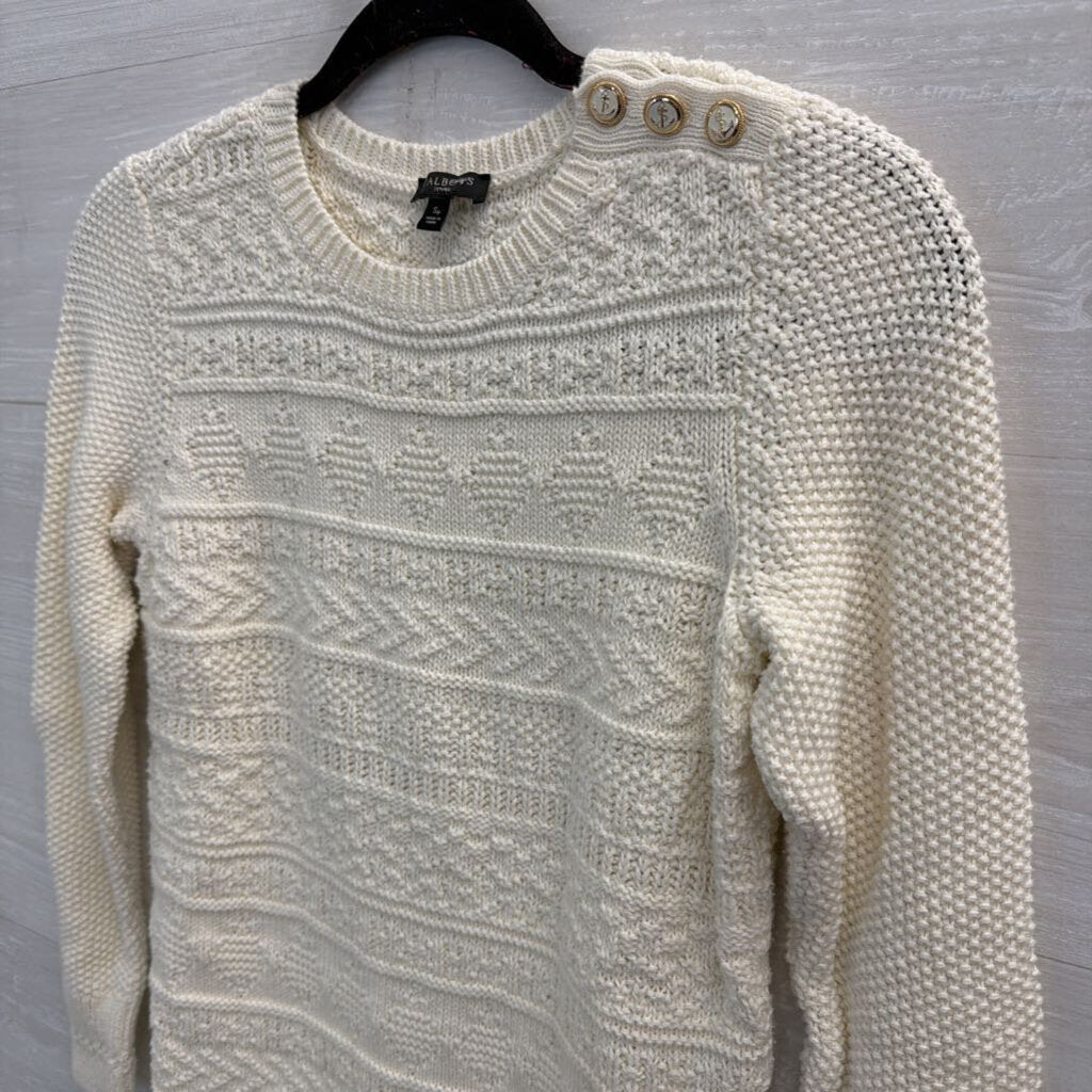 Talbots Cream Knit Long Sleeve Sweater Top Small Petite