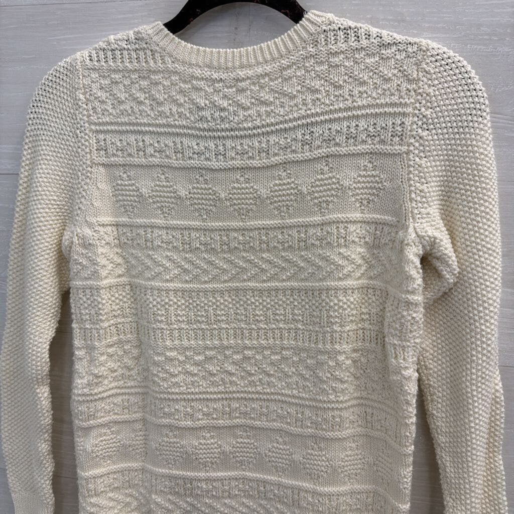 Talbots Cream Knit Long Sleeve Sweater Top Small Petite