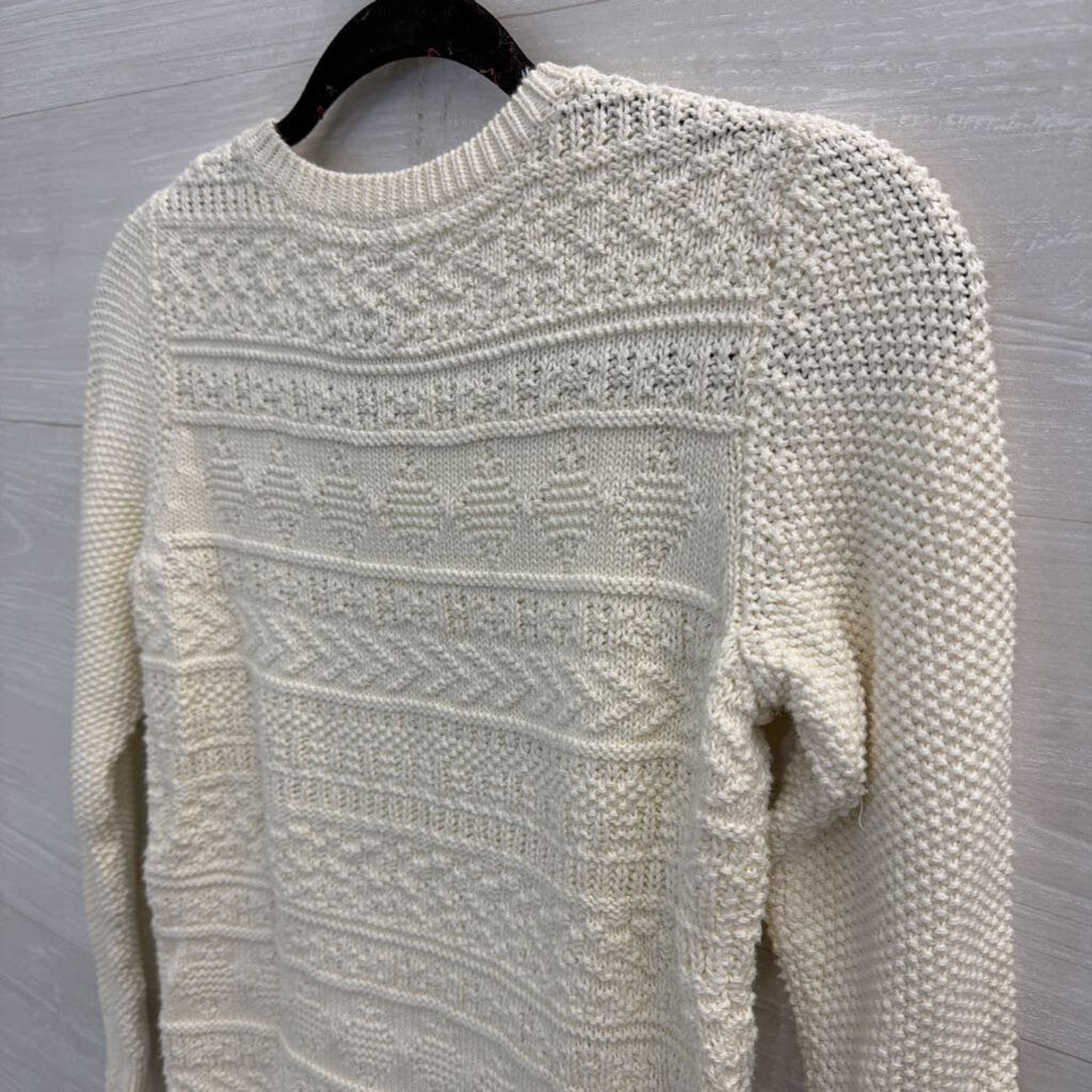 Talbots Cream Knit Long Sleeve Sweater Top Small Petite