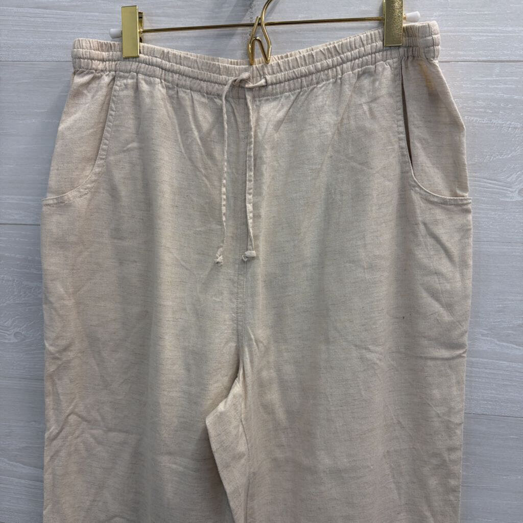 Lemon Grass Beige/ Multi Embroidered Safari Top/ Pants Set Large