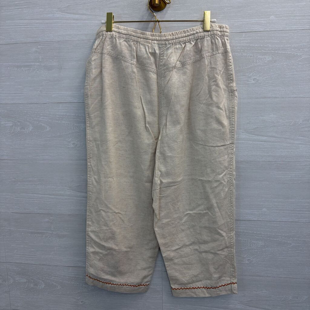 Lemon Grass Beige/ Multi Embroidered Safari Top/ Pants Set Large
