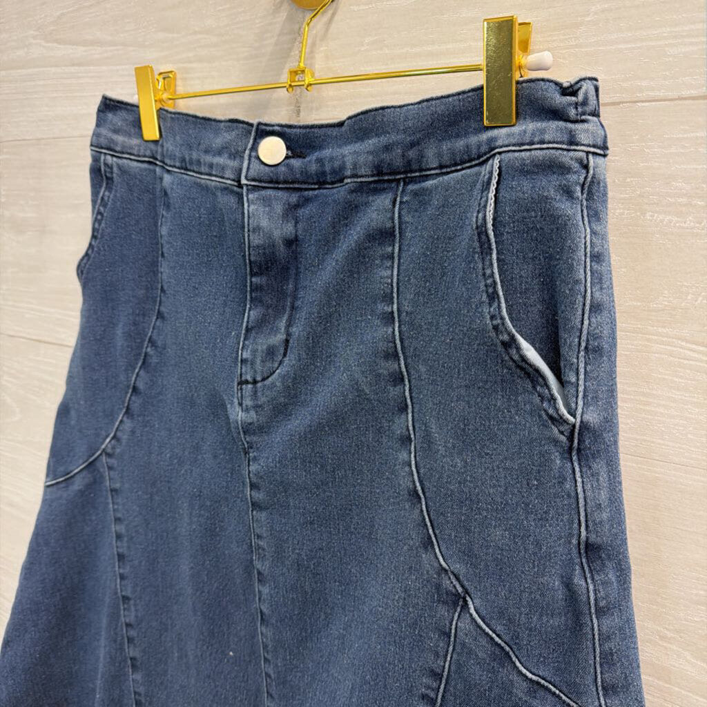 Kancy Kole Denim Midi Skirt Medium