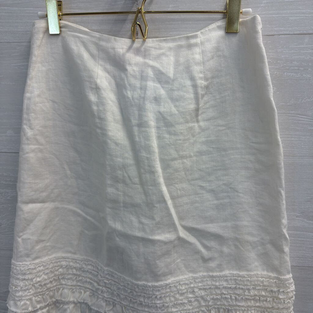 Relax Tommy Bahama White 100% Linen Ruffle Hem Skirt 0