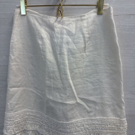 Relax Tommy Bahama White 100% Linen Ruffle Hem Skirt 0