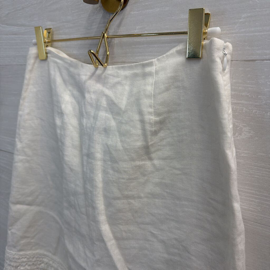 Relax Tommy Bahama White 100% Linen Ruffle Hem Skirt 0