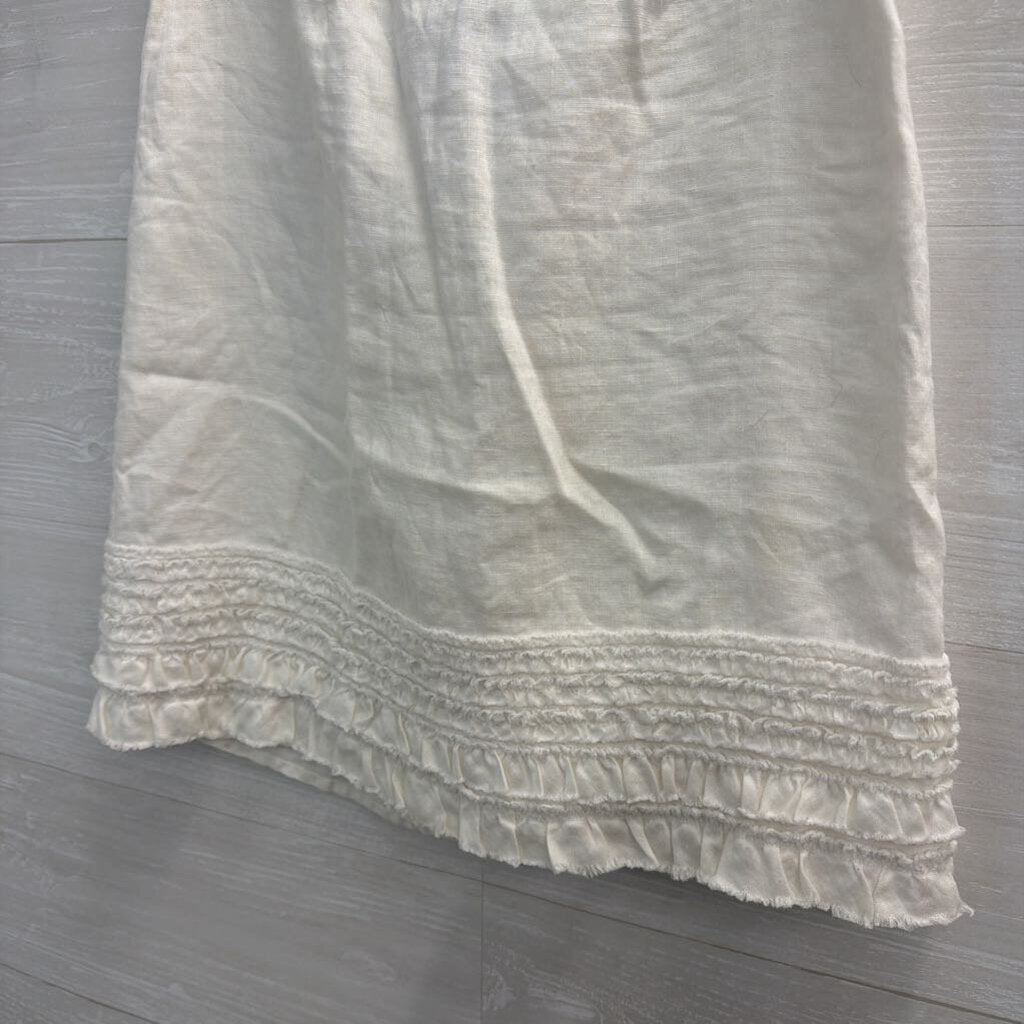 Relax Tommy Bahama White 100% Linen Ruffle Hem Skirt 0