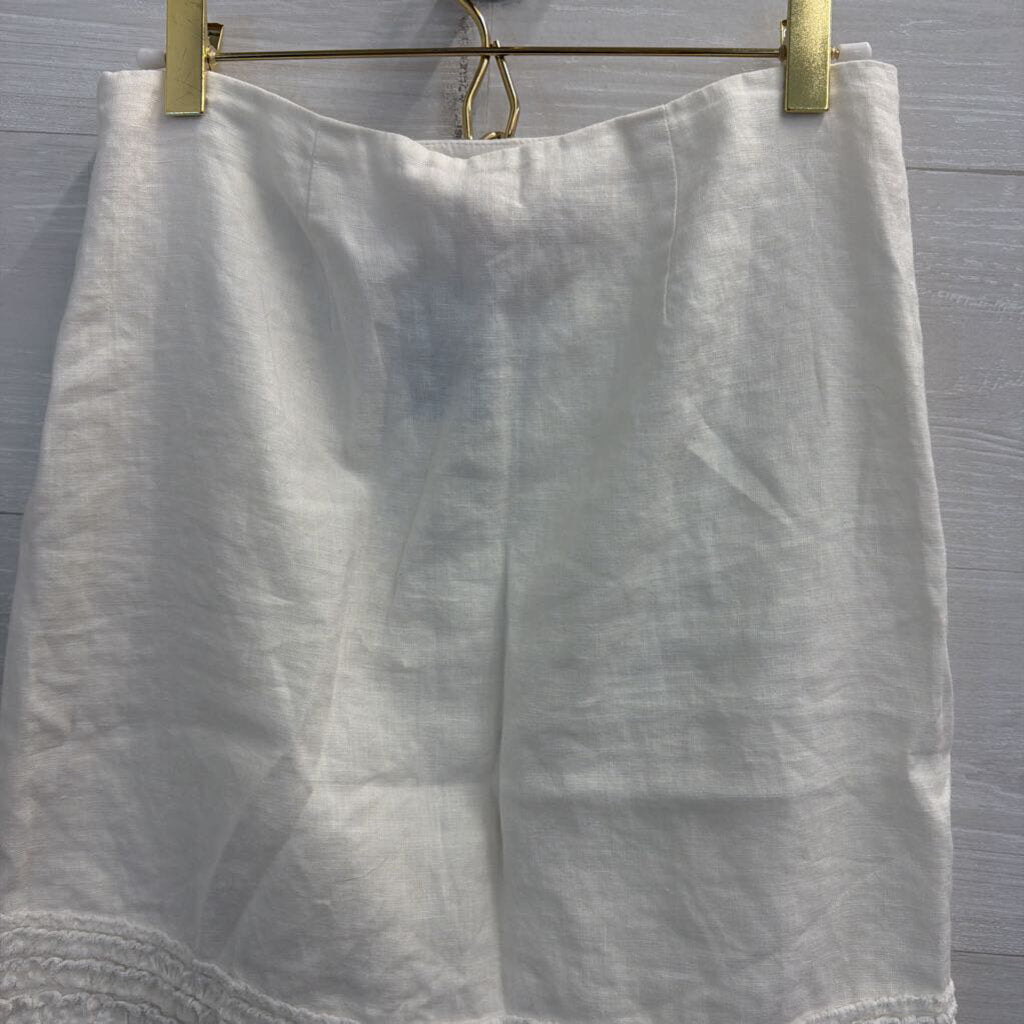 Relax Tommy Bahama White 100% Linen Ruffle Hem Skirt 0