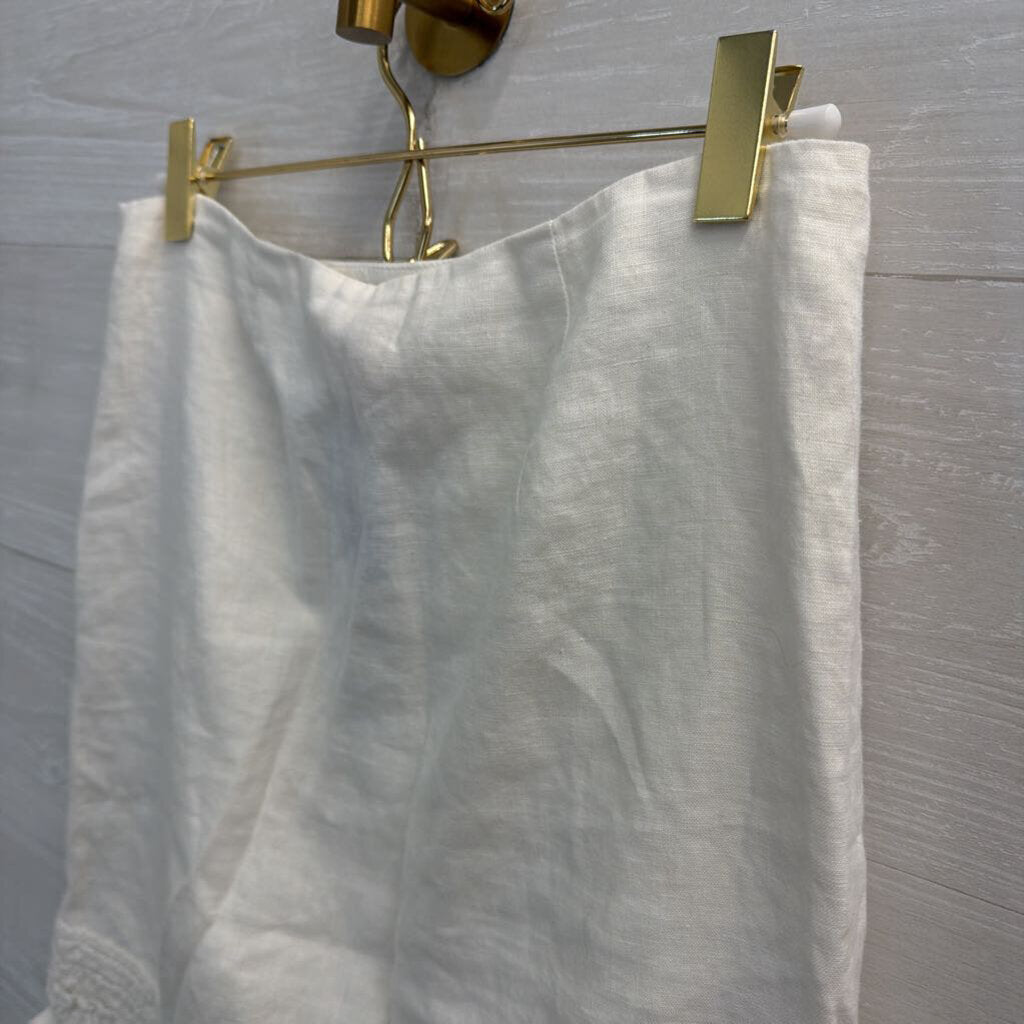 Relax Tommy Bahama White 100% Linen Ruffle Hem Skirt 0
