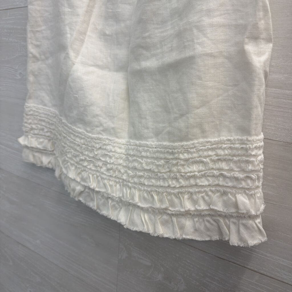 Relax Tommy Bahama White 100% Linen Ruffle Hem Skirt 0