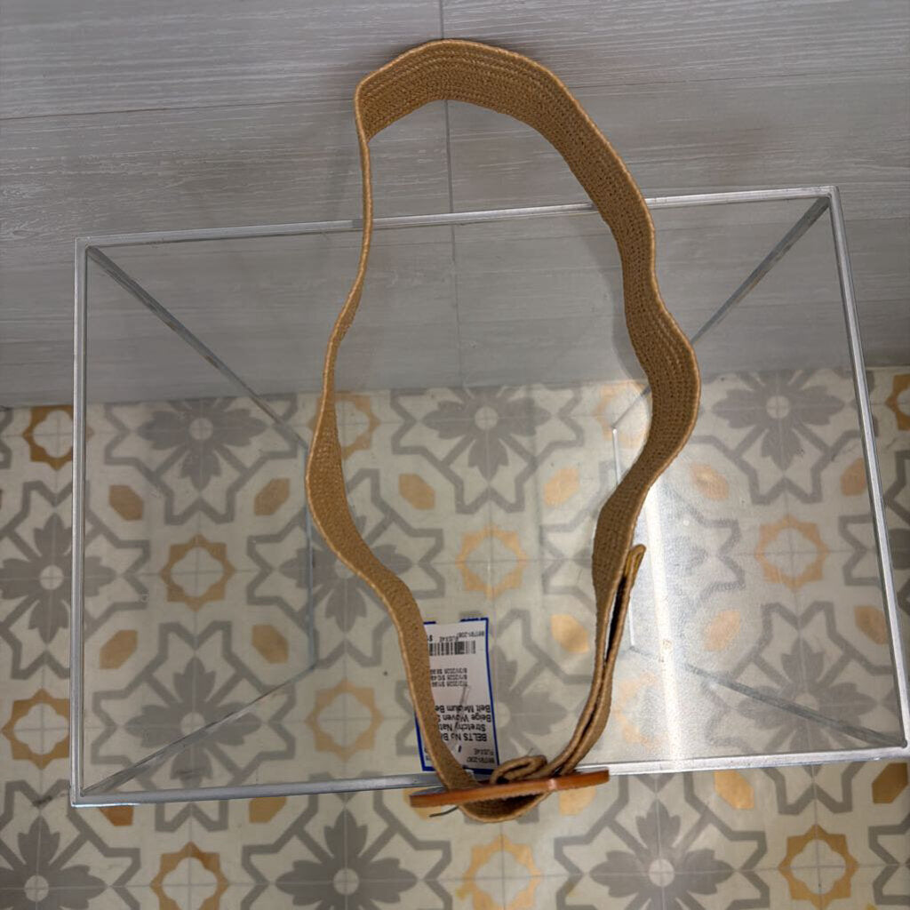 Stretchy Natural Beige Woven Straw Belt Medium