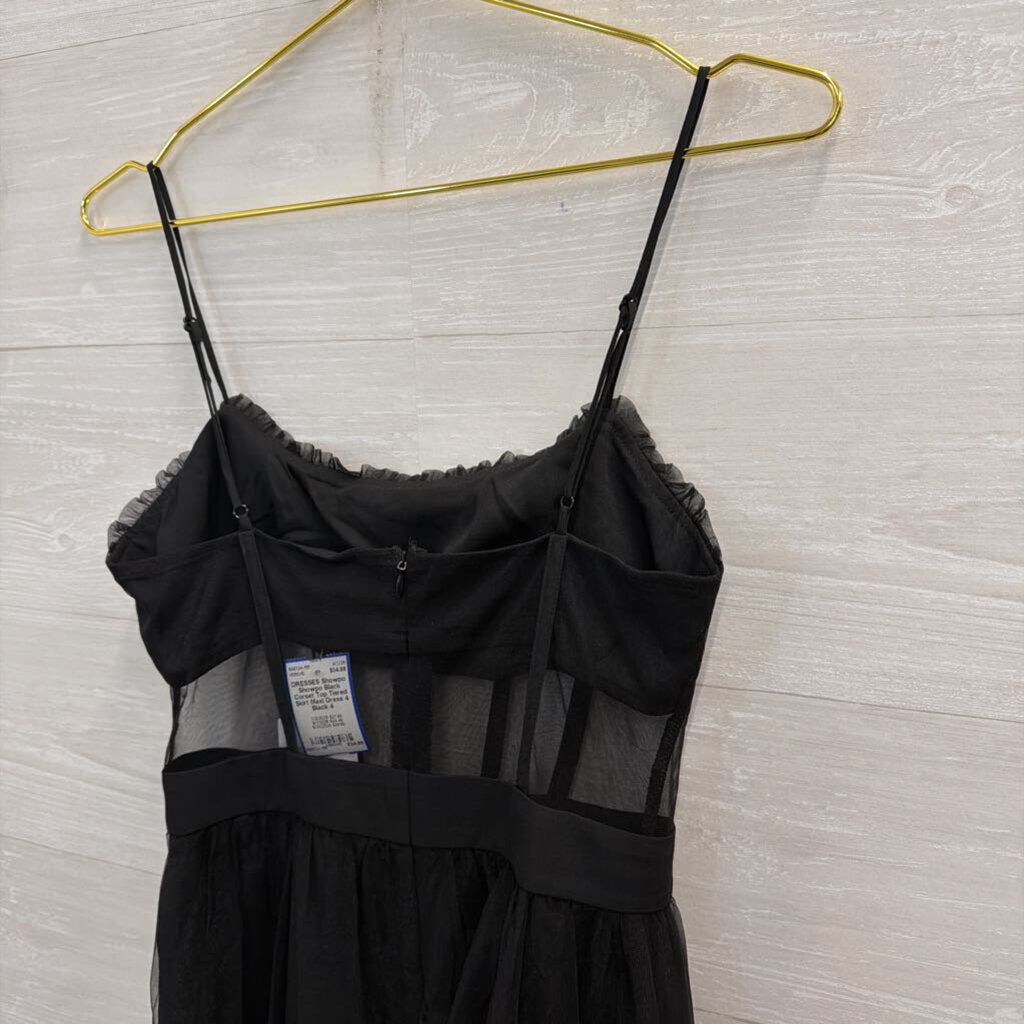 Showpo Black Corset Top Tiered Skirt Maxi Dress 4