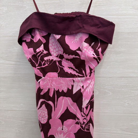 Jo Faulkner X Maeve Burgundy/ Pink Print Strapless Maxi Dress 4