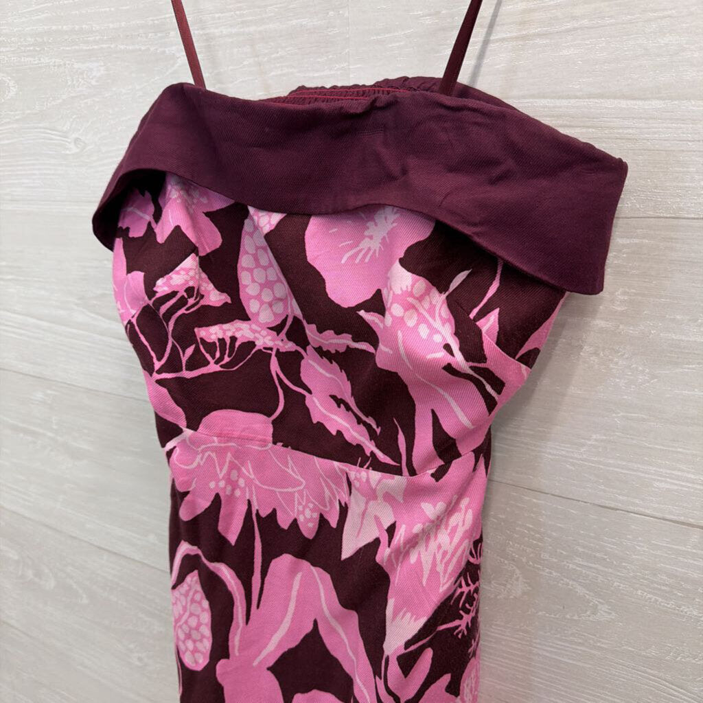 Jo Faulkner X Maeve Burgundy/ Pink Print Strapless Maxi Dress 4
