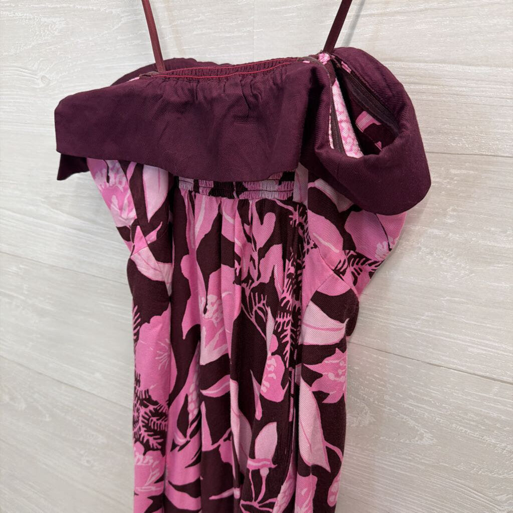 Jo Faulkner X Maeve Burgundy/ Pink Print Strapless Maxi Dress 4