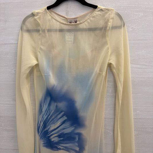 Especia Cream/ Blue Print Long Sleeve Maxi Dress Small