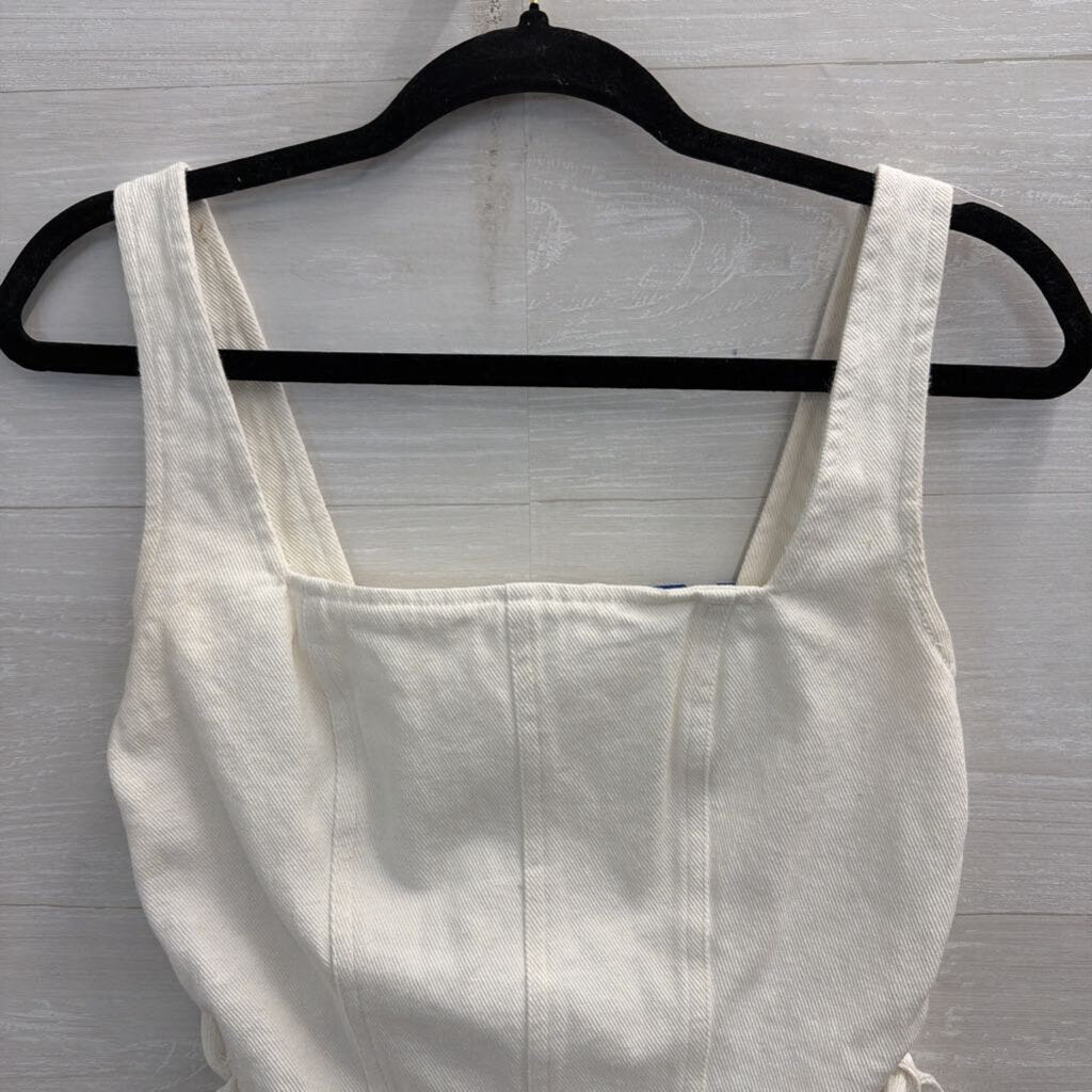 Altar'd State White Denim Cropped Tank Top Medium