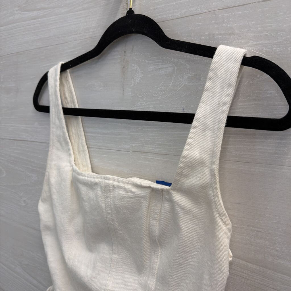 Altar'd State White Denim Cropped Tank Top Medium