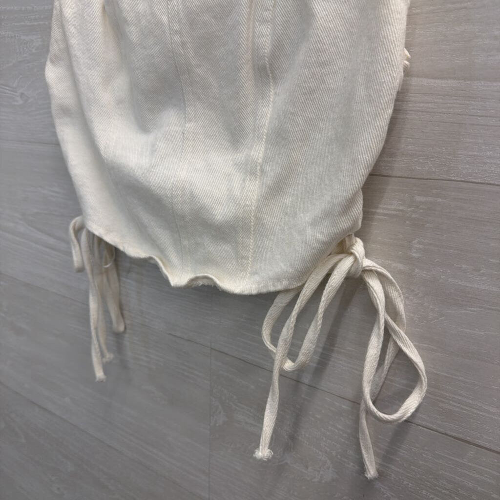 Altar'd State White Denim Cropped Tank Top Medium
