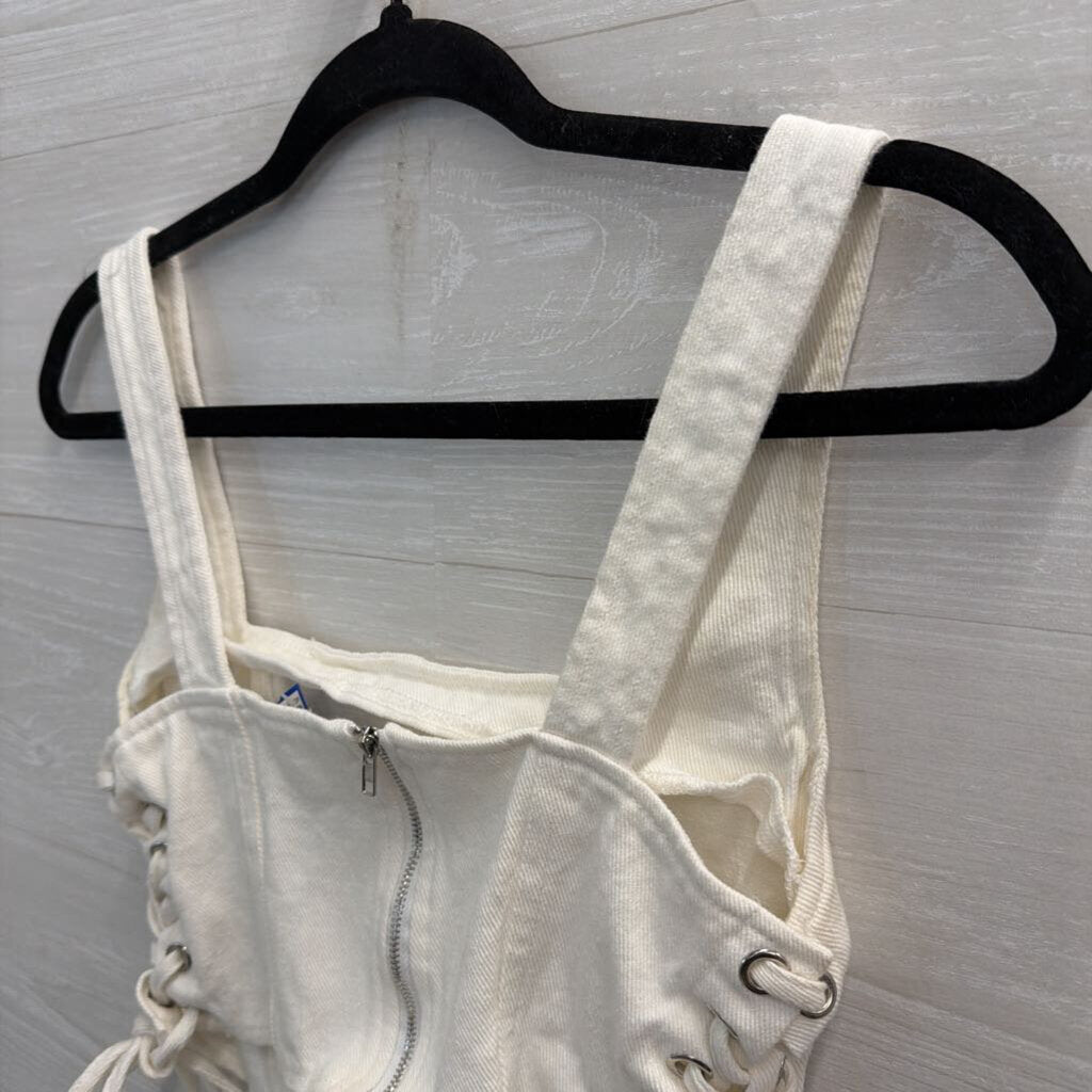 Altar'd State White Denim Cropped Tank Top Medium