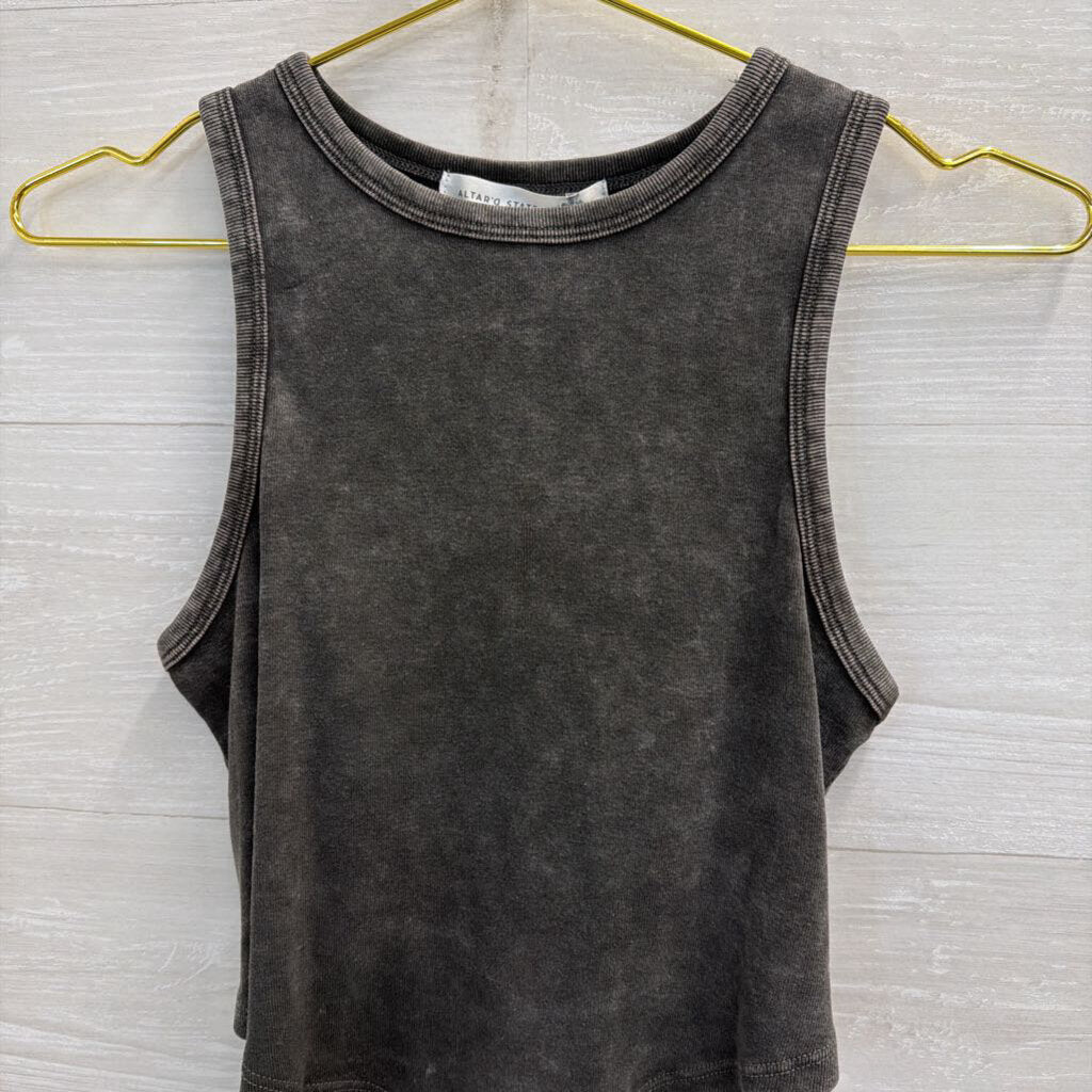 Altar'd State Grey Cropped Tie Back Tank Top Small