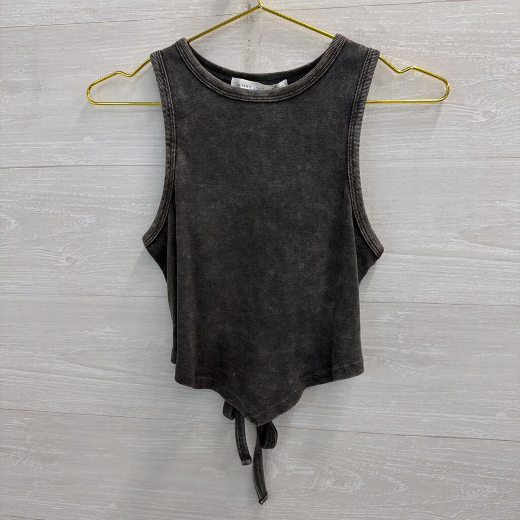 Altar'd State Grey Cropped Tie Back Tank Top Small