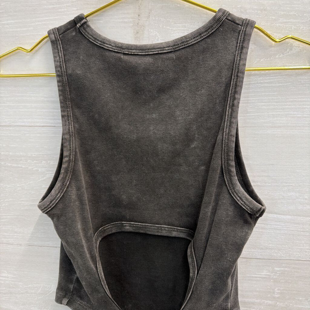 Altar'd State Grey Cropped Tie Back Tank Top Small
