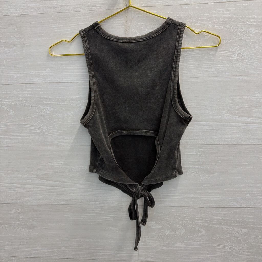 Altar'd State Grey Cropped Tie Back Tank Top Small