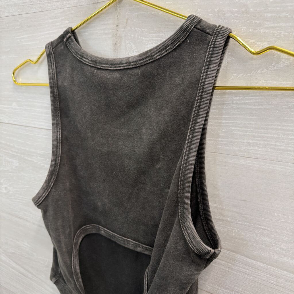 Altar'd State Grey Cropped Tie Back Tank Top Small