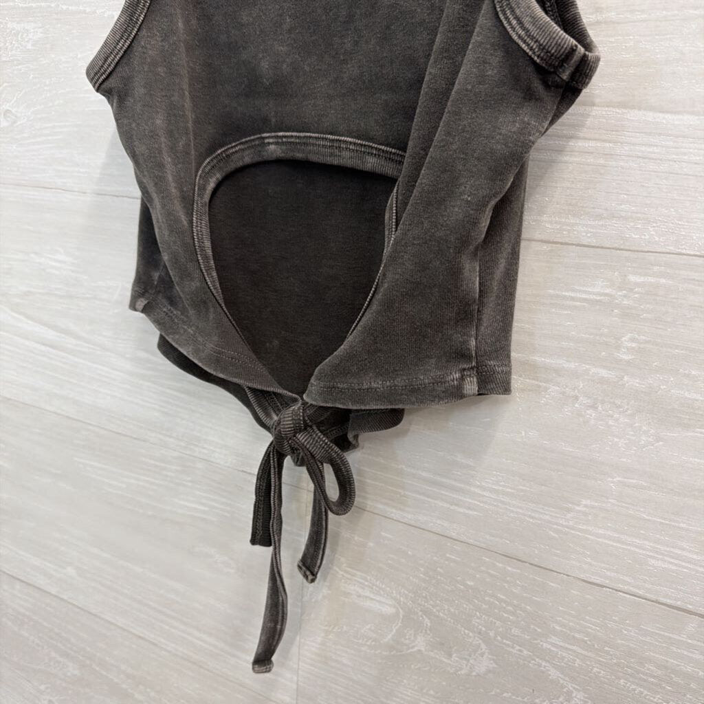 Altar'd State Grey Cropped Tie Back Tank Top Small