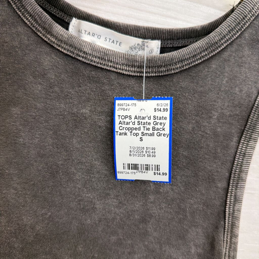 Altar'd State Grey Cropped Tie Back Tank Top Small