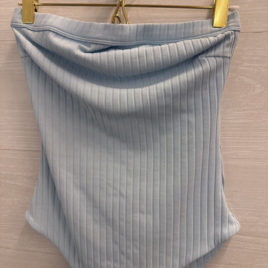 Mikoh Blue Ribbed Strapless Bodysuit Small