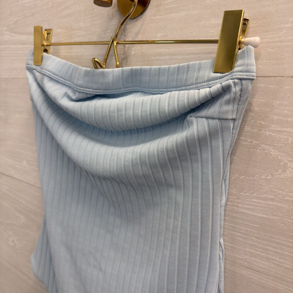 Mikoh Blue Ribbed Strapless Bodysuit Small
