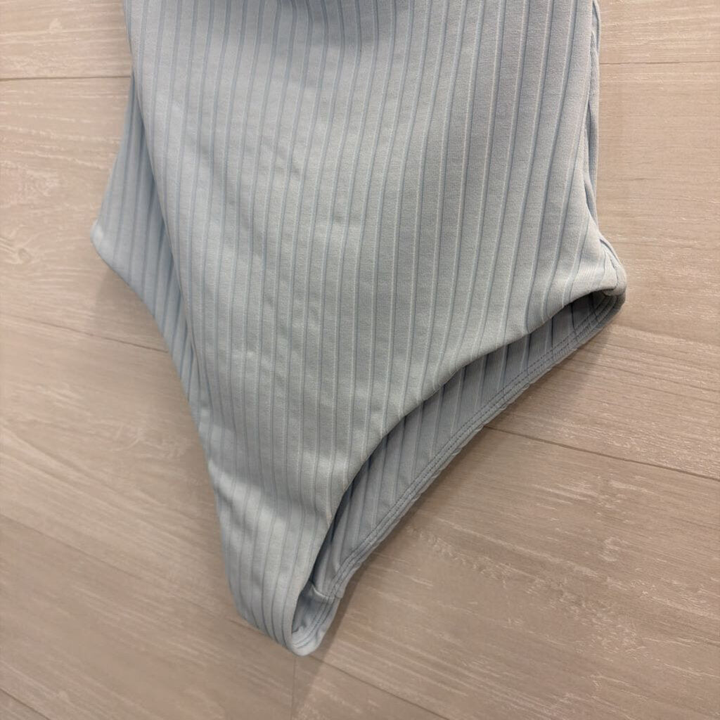 Mikoh Blue Ribbed Strapless Bodysuit Small