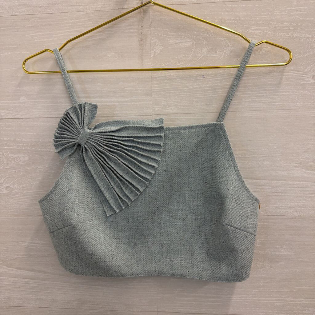 Ronny Kobo Blue Cropped Side Bow Tank Top 8
