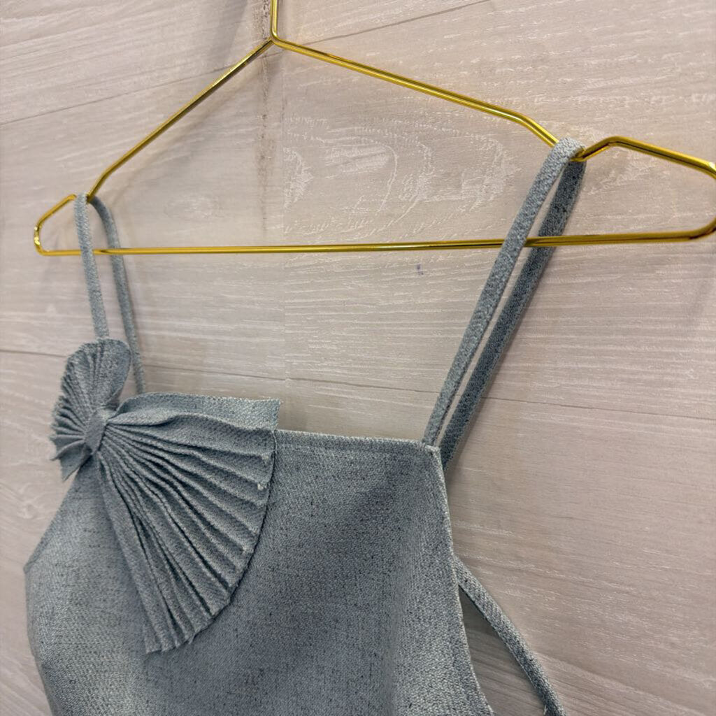 Ronny Kobo Blue Cropped Side Bow Tank Top 8
