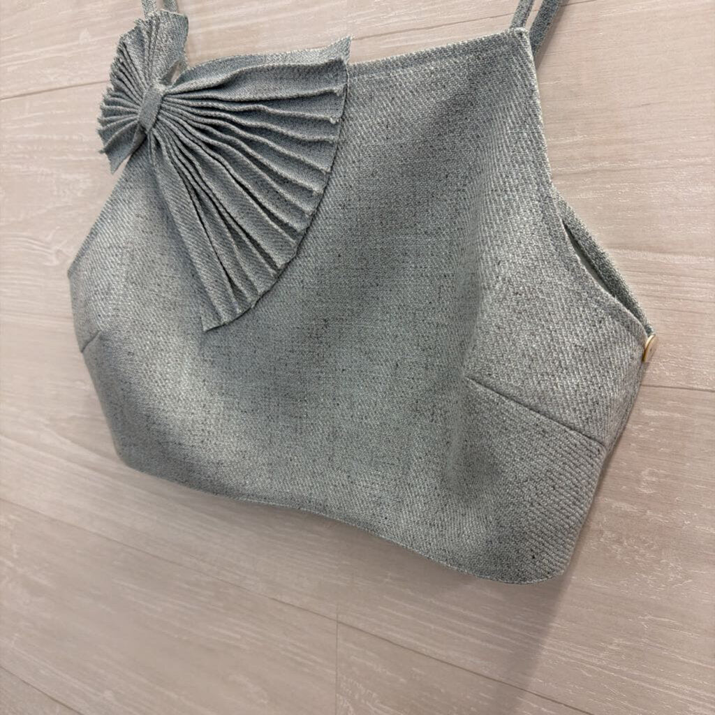 Ronny Kobo Blue Cropped Side Bow Tank Top 8