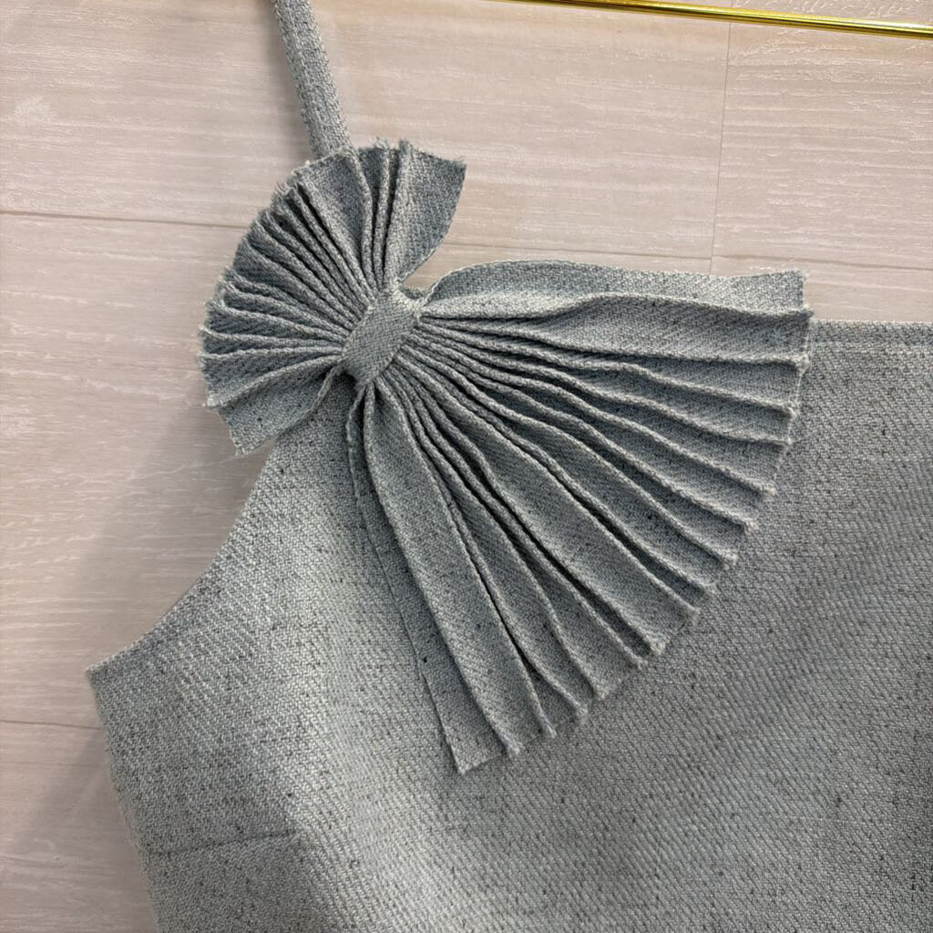 Ronny Kobo Blue Cropped Side Bow Tank Top 8