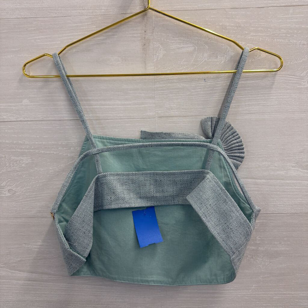 Ronny Kobo Blue Cropped Side Bow Tank Top 8