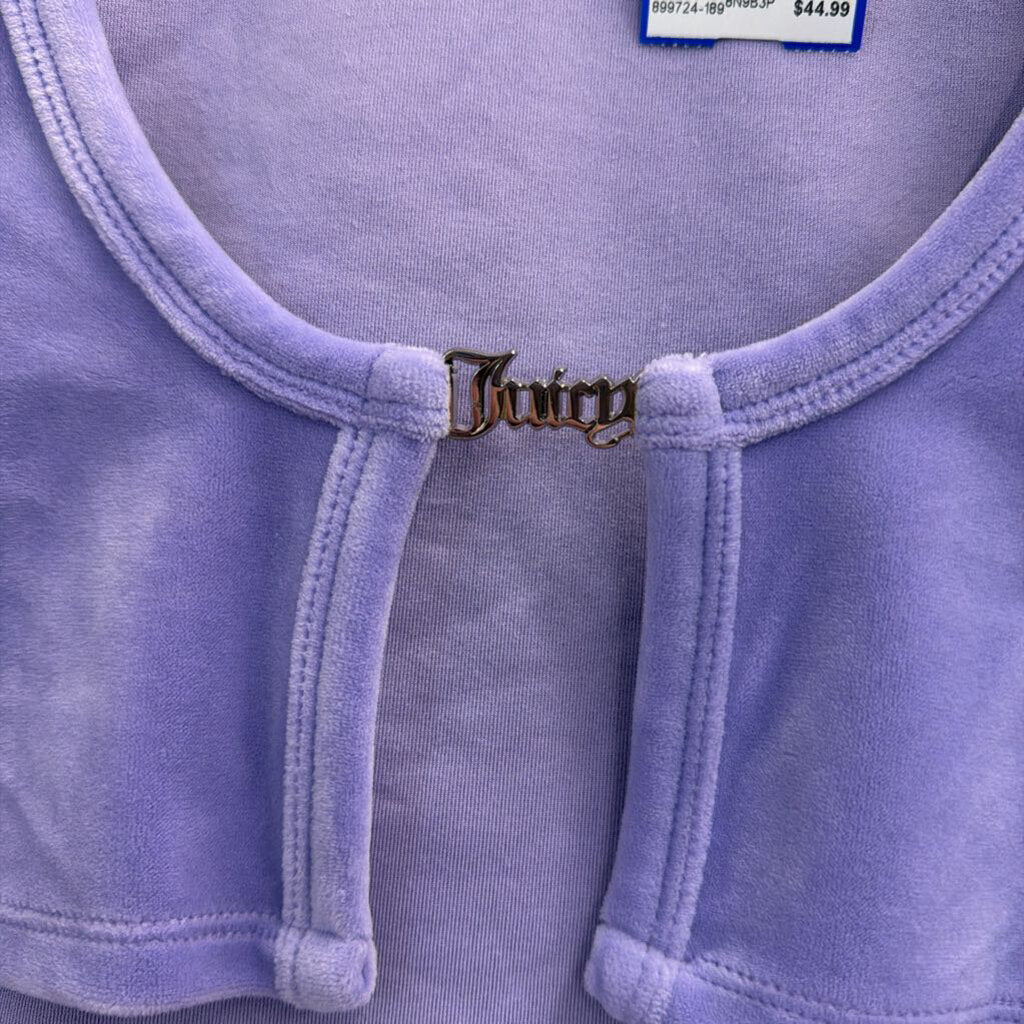 Juicy Couture Purple Velour Cropped Long Sleeve Top/ Pants Tracksuit Small