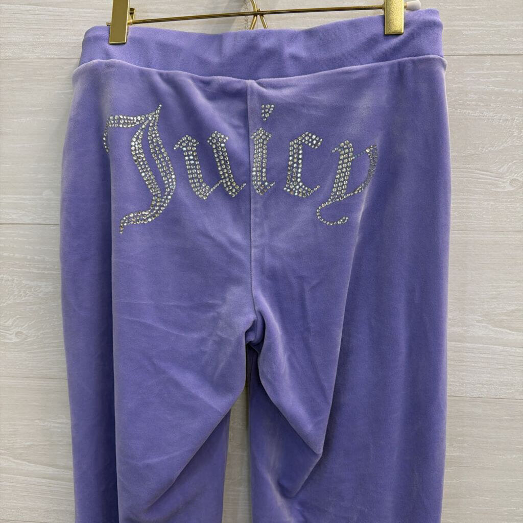 Juicy Couture Purple Velour Cropped Long Sleeve Top/ Pants Tracksuit Small