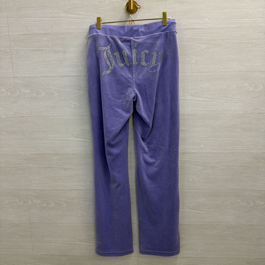 Juicy Couture Purple Velour Cropped Long Sleeve Top/ Pants Tracksuit Small