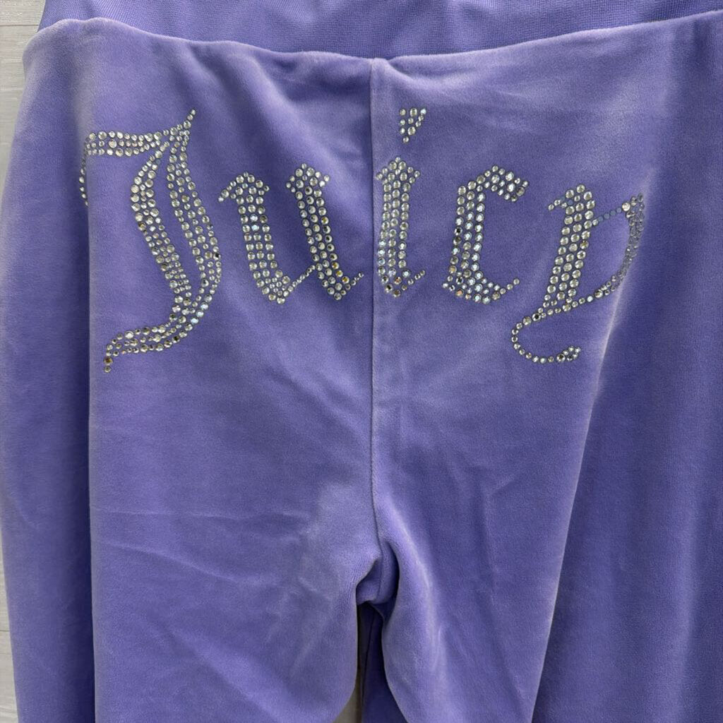 Juicy Couture Purple Velour Cropped Long Sleeve Top/ Pants Tracksuit Small