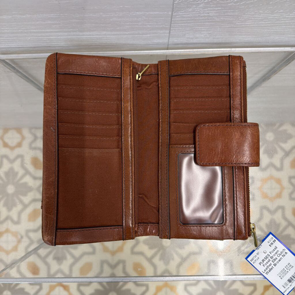 Fossil Brown Leather Ellis Clutch Wallet